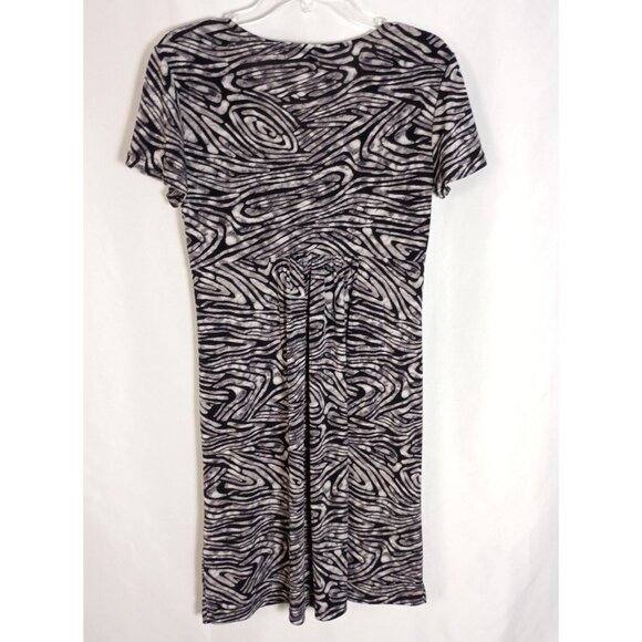 Daisy Fuentes Zebra Print Twist Front V-Neck Dress L Black White Stretchy - Picture 4 of 8